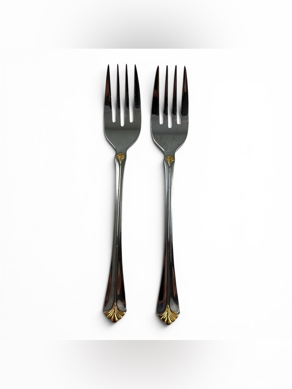 Vintage Towle 18/8 Santa Barbara Gold Stainless Set of 2 Salad Dessert Forks